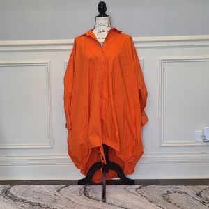 Highlight, orange button down bubble dress